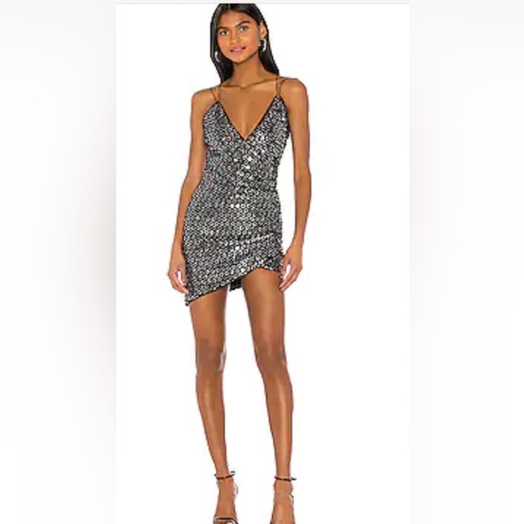 h:ours X Revolve Marvel Dress in Black and Silver - Picture 1 of 13